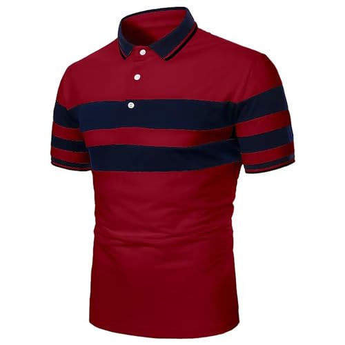 Polo con tira de botones para hombre, manga corta, polo de tenis, golf, camiseta para correr, camiseta deportiva a rayas, camiseta de ocio, corte regular, camiseta de entrenamiento, camiseta interior