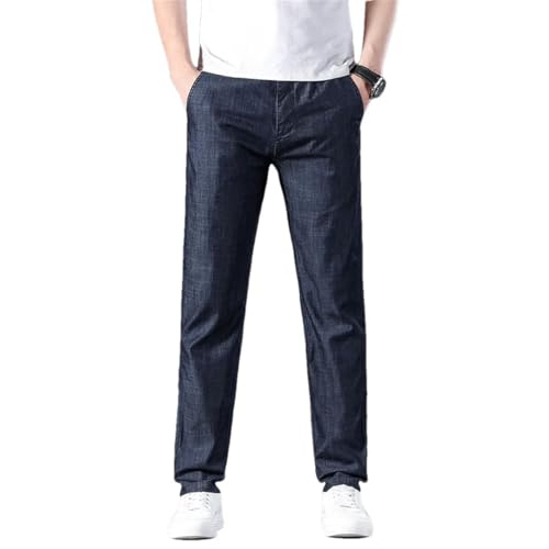 Men Thin Jeans Business Straight Stretch Baggy Denim Trousers Jean - Main Image
