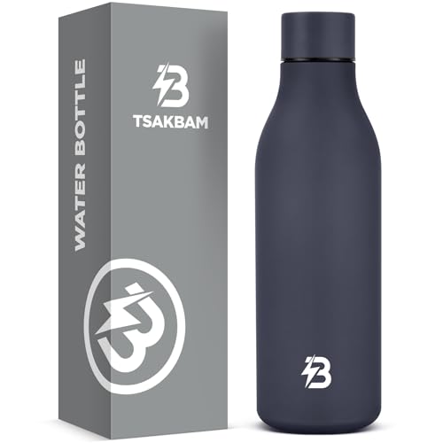 Image of Insulated Metal Water Bottle, 18 oz Stainless Steel Leak-Proof Gym Water Bottle with Lid for Men Women (Dark Blue)