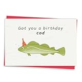 xiangqiankan Funny Birthday Card for Men, Fish Pun Birthday Card Gifts for Fishing Enthusiast, Humor Bday Decorations for Him Husband Boyfriend Dad