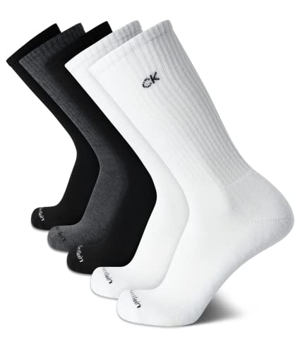 Calvin Klein Mens Crew Socks - 5 Pack Athletic Mid Calf Socks for Men (7-12)