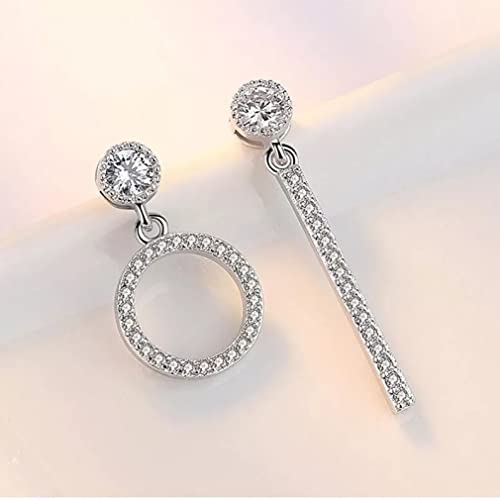 Boucles d'oreilles géométriques asymétriques anti-allergie en argent 925