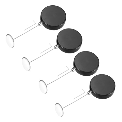 MECCANIXITY 3.3ft Retractable Cable Lock with Round Patch Remote Control Security Lock with Adjustable Cord Tether Anti Theft for Laptop, TV, 150 G, Black, 4 Pack