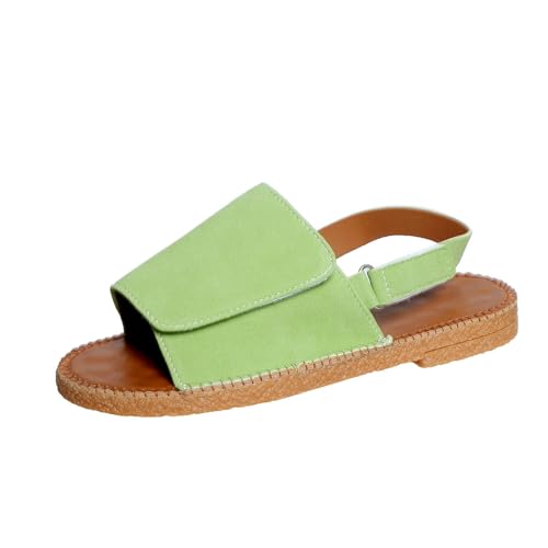 Sandales plates pour femme bout ouvert nu-pieds d'été plage vert uni 39.5