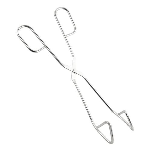 Pinza per barbecue in acciaio inox, 25 cm, pinza da cucina con manico antiscivolo, pinza per carne e salsiccia – Pinza a forbice antiruggine resistente al calore, per barbecue, cucina, esterno