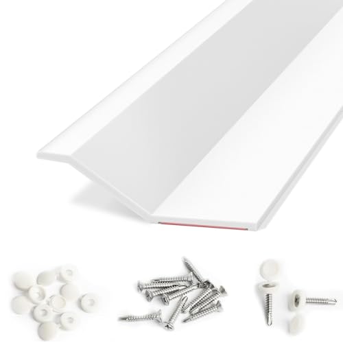 Elvone Garage Door Seal Top and Sides, 40 FT Universal TPE Weather Stripping Trim Weatherproofing Seal with Nails and Lids in White