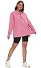 APEIYU Womens Oversized Sweatshirts Side Slit Pullover Long Sleeve Tops Casual Lapel Zipper Sweatshirts Light Pink XXL #4