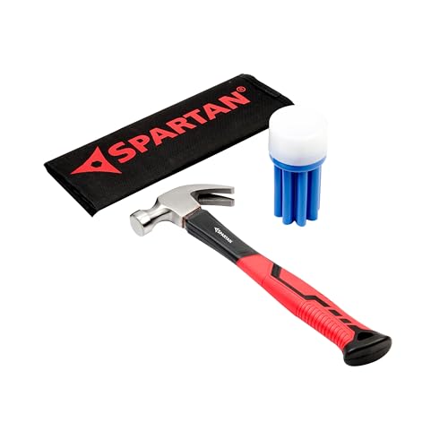 Image of Spartan 8-in-1 Screwdriver Set with Magnetic Claw Hammer & Nail Puller | Forged Steel Head | Fibreglass Anti-Slip Handle | Tool Kit for Carpentry, Furniture Assembly, Home Repair & DIY | Combo Kit