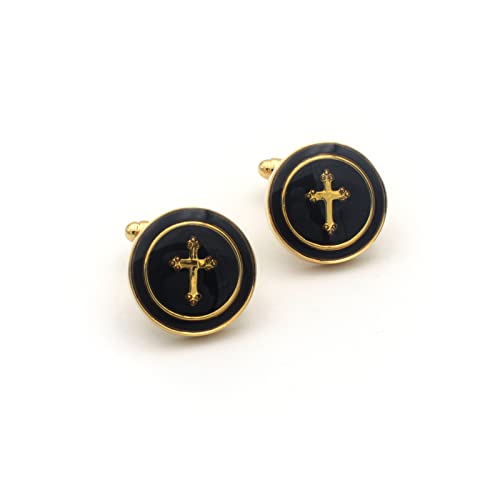 Cross Pair Round Gold Cufflinks