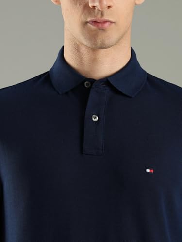 Image of Tommy Hilfiger Solid Regular fit Cotton Polo t-Shirt