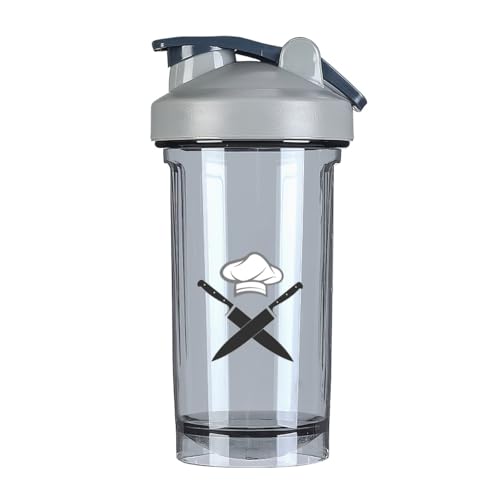 Skull Knife Chef Hat 18 Ounce Shaker Cup,Fashion Theme Pattern Shaker Bottle Leak-proof Workout Shake Bottles 500ML/18 oz Perfect for Pre Workout