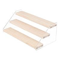 NBEADS 3-Step Acrylic Display Stand, Acrylic Tiered Display Stand Wood Display Stands Showing Stand Clear Display Shelf Perfume Model Stand for Crafts Showing Storage Display Collection, 30x5.5x0.9cm