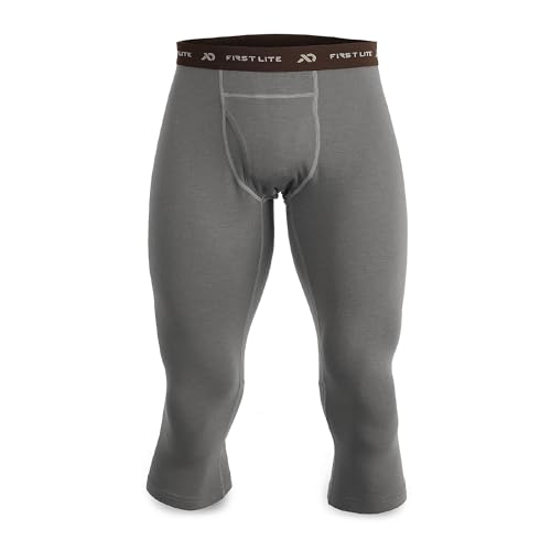 First Lite Men's Kiln Boot Top Bottom - Midweight Merino Wool Baselayer Baselayer - Ash Grey - Large