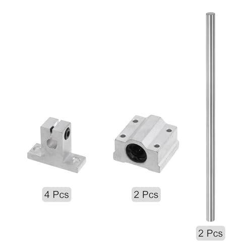 Uxcell A23082000UX0470 Linear Motion Rod Shaft Guide Set 2Pcs 8Mm X 200Mm Linear Motion Guides Bearing Steel Plated Smooth thumb #2