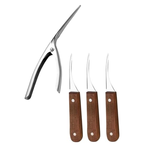 LABRIMP Utensili per Sgusciare i Gamberetti in Acciaio Inossidabile Manico in Legno Sbucciatore per Gamberetti e Sgusciatore Pratico per Cucina