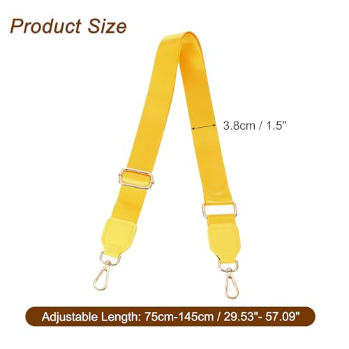 Image of uxcell Wide Shoulder Strap, 3.8cm Adjustable Purse Strap Replacement Crossbody Strap for Shoulder Bag Wallets, Yellow, Gold Square Mouth Buckle