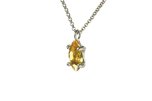 Collier citrine marquise anemone d'exception, finition artisanale avec chaine sur mesure