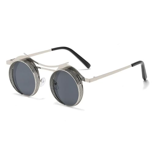 Lunettes de soleil rondes Steampunk en métal protection UV400