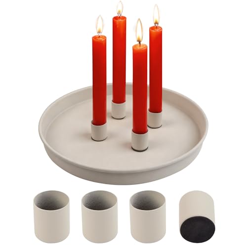 Joxessaien Magnet Kerzentablett Beige Ø 23 cm – Rundes Metall Deko...