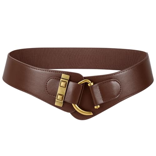 JASGOOD Women's Vintage Stretchy Waist Belt Elastic Wide Waistband for Dresses