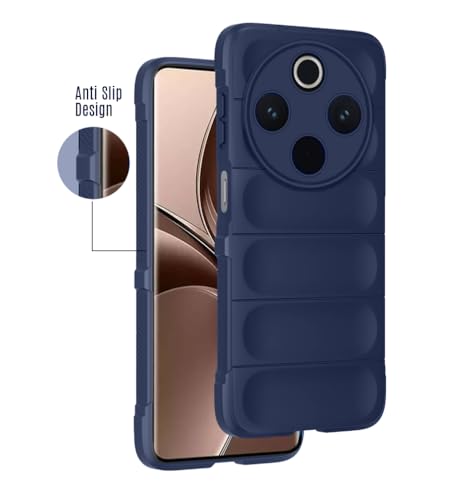Image of Liquid Silicon Back Cover Case for iQOO Z10 5G / Vivo T4 5G Shockproof Military Grade Protection with Shockproof 10X Bumpers Micro-Fibre Cloth On Inner Side - Blue