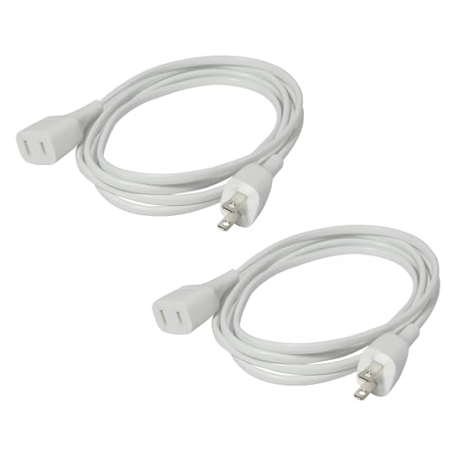 6ft White Indoor Extension Cord 625W 125V 2-Pack