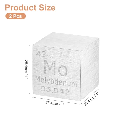 Image of uxcell 1 Inch Molybdenum Cube High Density Metal Element Cube 2 Pcs | Chemical Elements Collection Science Education Experiment Application Silver