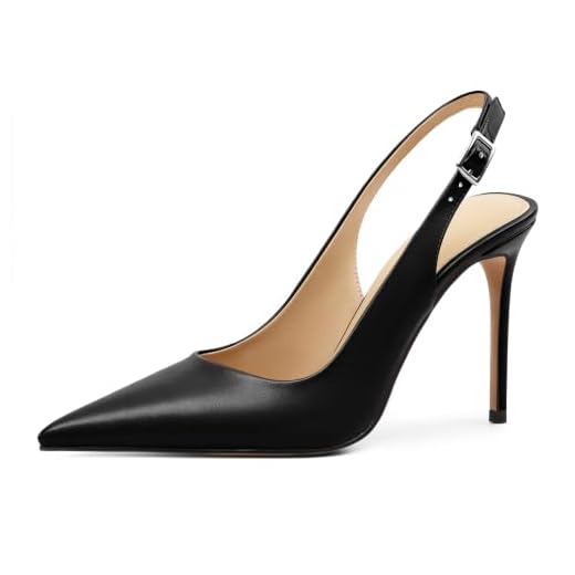 Mettesally Women's Elegant Slingback Pumps Ankle Strap Party Dating Daily Blackmatte Pumps US8D
