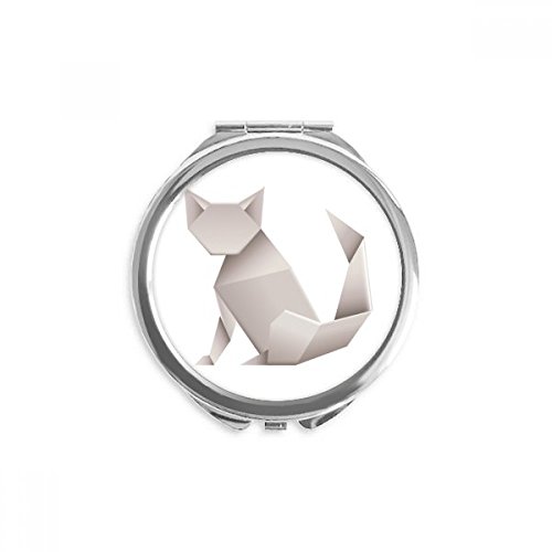 Espejo de bolsillo de gato geométrico para retoques de maquillaje