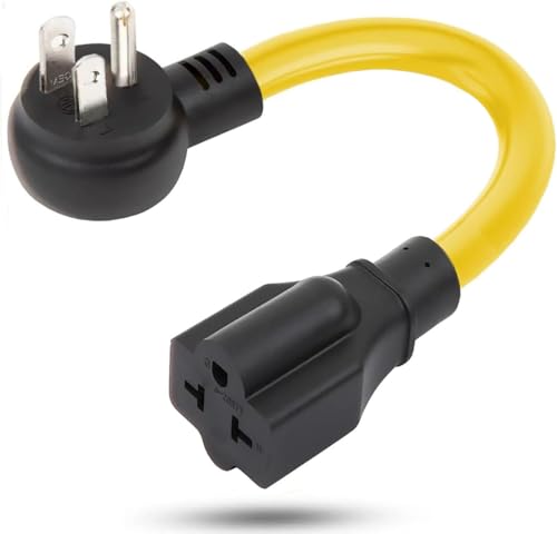 12AWG Right-Angle 15A to 20A Plug Adapter Cable, 1FT