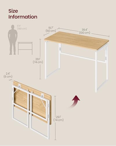 Image of VASAGLE Folding Desk, Small Computer Desk, Foldable Table 39.4 Inch