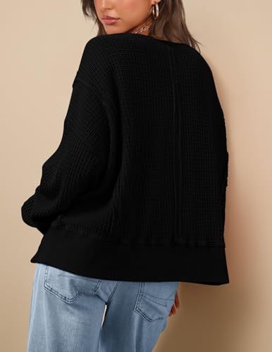 PRETTYGARDEN Oversized Sweatshirt for Women 2025 Fashion Crewneck Long Sleeve Pullover Waffle Knit Tops Fall Trendy Clothes