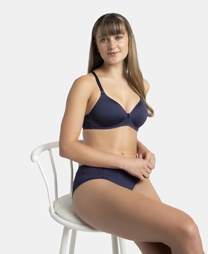 Image of Jockey 1819 Women's Wirefree Padded Microfiber Nylon Elastane Stretch Full Coverage Multiway Styling T-Shirt Bra with Magic Under Cup