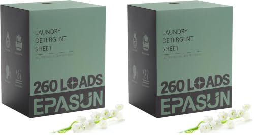 Image of Laundry Detergent Sheets 260 Loads, Fresh Scent, Eco-Friendly Liquidless Soap Strips, Plant-Based, Hypoallergenic Washing Supplies (Pack of 2)