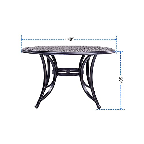 DALI-48-Round-Alum-Casting-Patio-Dining-Table-with-Umbrella-Hole-for-Outdoor-Garden-Porch-Deck DALI 48 Round Alum Casting Patio Dining Table with Umbrella Hole for Outdoor Garden Porch Deck