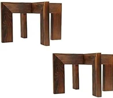 Alisoft Mango Wooden Handmade Footed Planter, Tall Solid natuy Wood Modern Adjustable Plant Stands, 2 Pot Stand, Plant stools Indoor. Only Stand Pot not Included top Dia 7 Height 5 inch