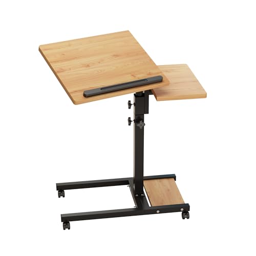 Image of TigerDad Mobile Adjustable Height Laptop Stand PC Computer Portable Notebook Swivel Laptop Desk Rolling Table Desk Cart Tiltable with Wheels Casters& Mouse Pad Table