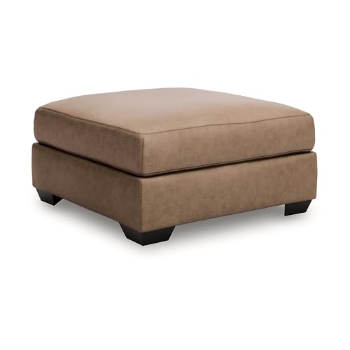 Image of Signature Design by Ashley Walker Point Contemporary Faux Leather Oversized Accent Ottoman, Light Brown