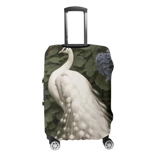 White Peacock Printed Luggage Cover Protector, Fits 18-32 Inch Luggage4