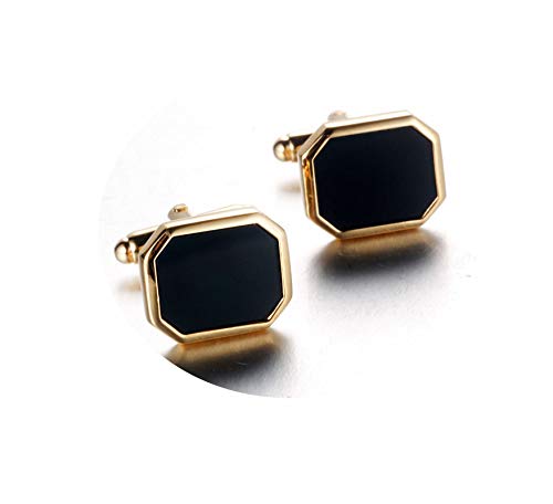 Mancuernillas Octágono Ágata Oro Negro para Hombre miniatura 1