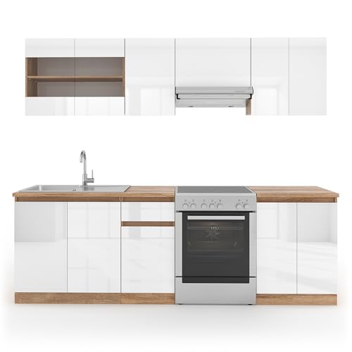 Vicco Mueble de Cocina Raul, Blanco, 240 cm, ET Sonoma