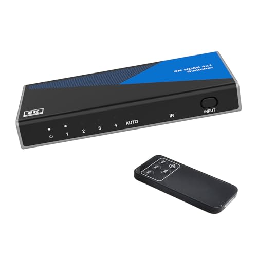 BUNGPUNG HDMI 切替器 4入力1出力、8K@60Hz 4K@120Hz 48Gbps HDMI 2.1 HDCP 2.3 HDR IRリモート切り替え ボタン切り替え 自動切り替え