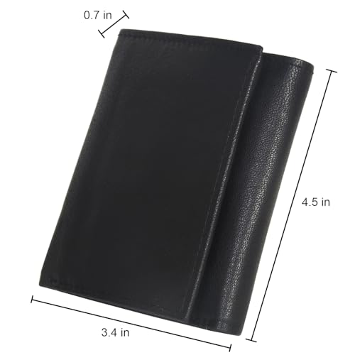 Leatherboss Genuine Leather Police Star Shape Badge Holder Trifold Wallet with ID Window, Black3