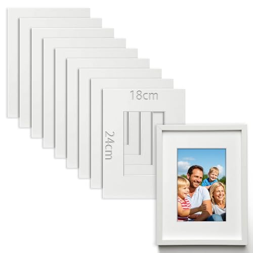 TXXATX 10 Piezas Paspartu 18x24 cm Carton Paspartú Tamaño Interior 9x14 cm Cartulina de 1,5 mm de Grosor Cartón para Enmarcar en Blanco para Fotos Imágenes Póster
