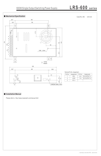 Alimentation à découpage sortie unique 15V LRS-450 boîtier transformateur