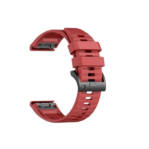 に適合シリコン製スポーツストラップ、Garmin Fenix 8 47mm/51mm/E/6 Pro/6/7/7 Pro/5/5 Plus/Forerunner 965/955/945/935に対応(Red,22mm)