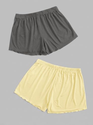 Image of Floerns Women's Plus Size Solid Pajama Shorts 2 Pack Soft Lounge Sleep Shorts