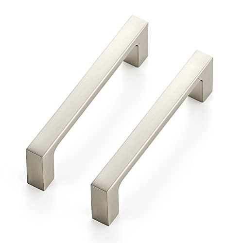 Image of Ravinte 5 Pack Solid 3-1 /2 Inch Kitchen Square Cabinet Handles Brushed Nickel Pulls Drawer Pulls Cabinet Hardware Kitchen Handles