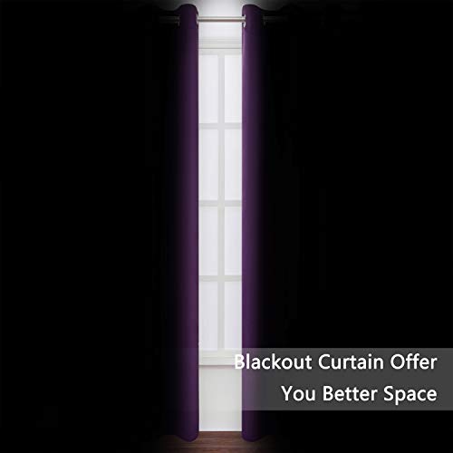 Image of LEMOMO Blackout Curtains 66 x 95 inch /Purple Curtains Set of 2 Panels /Thermal Insulated Room Darkening Bedroom Curtains
