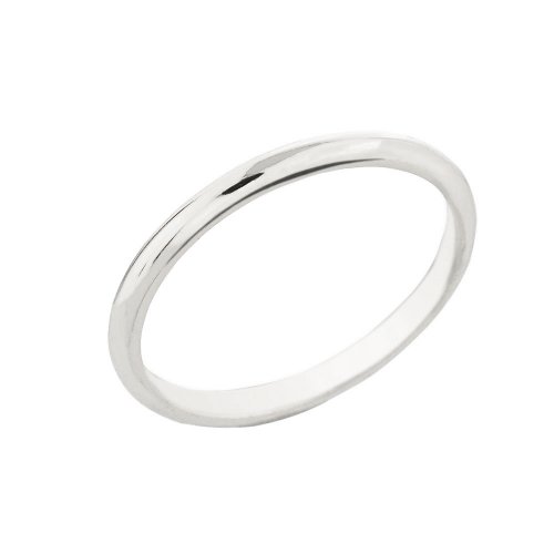 Dainty 10k White Gold Comfort-Fit Band Traditional 2mm Wedding Ring for Women